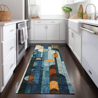 Machine Washable Indoor/Outdoor Cicel ACN1125 Blue Rug