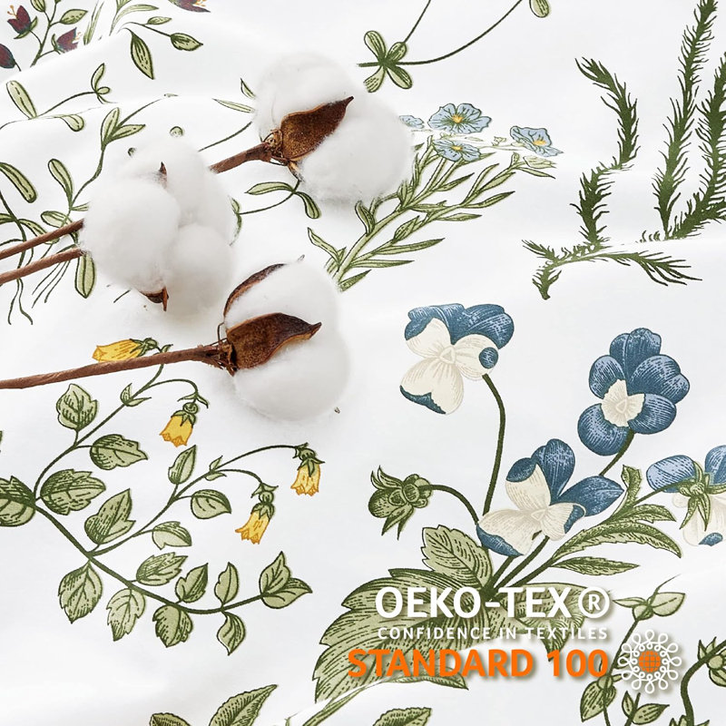 Bedsure 100% Cotton Reversible Floral Duvet Cover Set, Queen Duvet Cover + 2 Standard Shams, Green/Yellow Floral