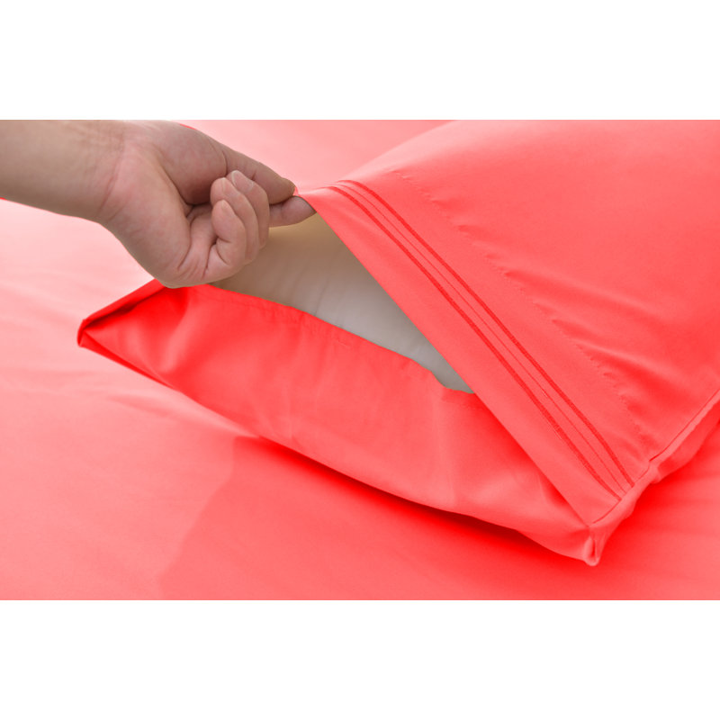  Ensemble de draps 1800 fils en rayonne de bambou, Corail, Grand