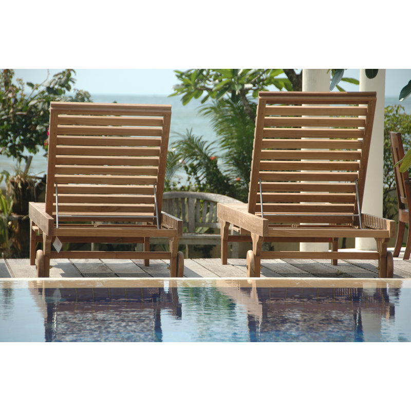 Capri Outdoor Teak Adjustable Chaise Lounge with Side Tray