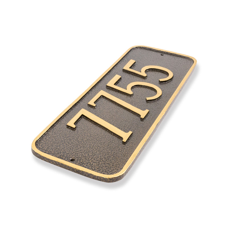 Rectangle Address Sign, Yes, Black/Gold