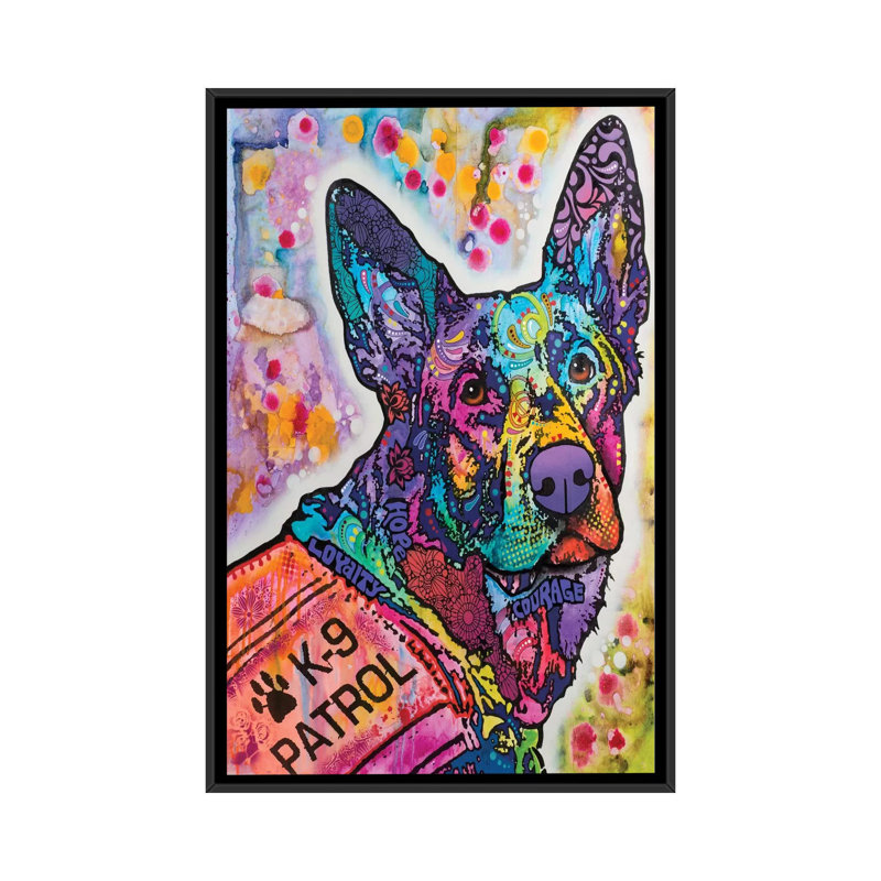 « k-9 patrol iii », reproduction d’impression sur toile, H 26 po x l 18 po x P 1,5 po, Toile avec cadre noir
