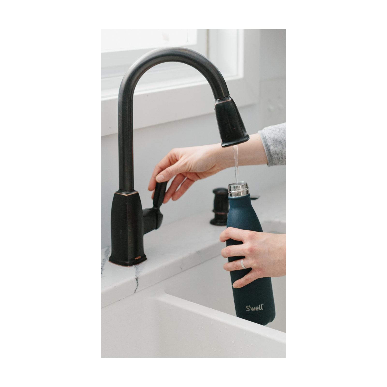 S'well Stainless Steel Triple-Layered Vacuum-Insulated Water Bottle, Azurite, 25.oz