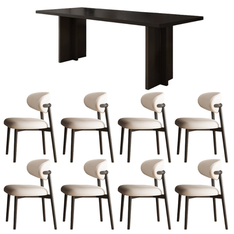 Rectangular light luxury dining table and chair
