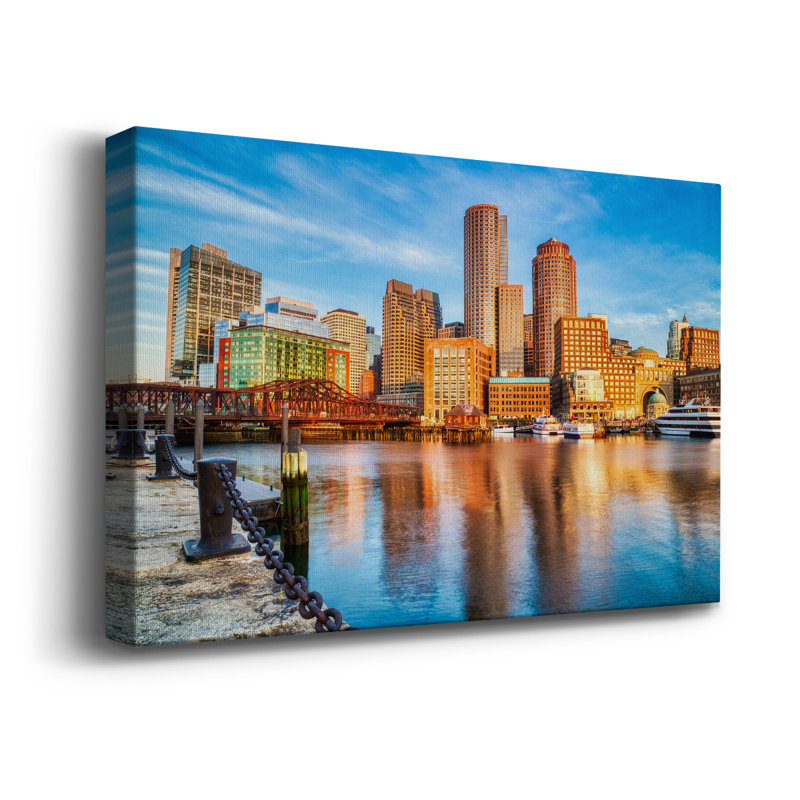 7_Boston avec toile de qualité supérieure sur toile tendue, prêt à être accroché, H 12 po x l 18 po x P 1,5 po