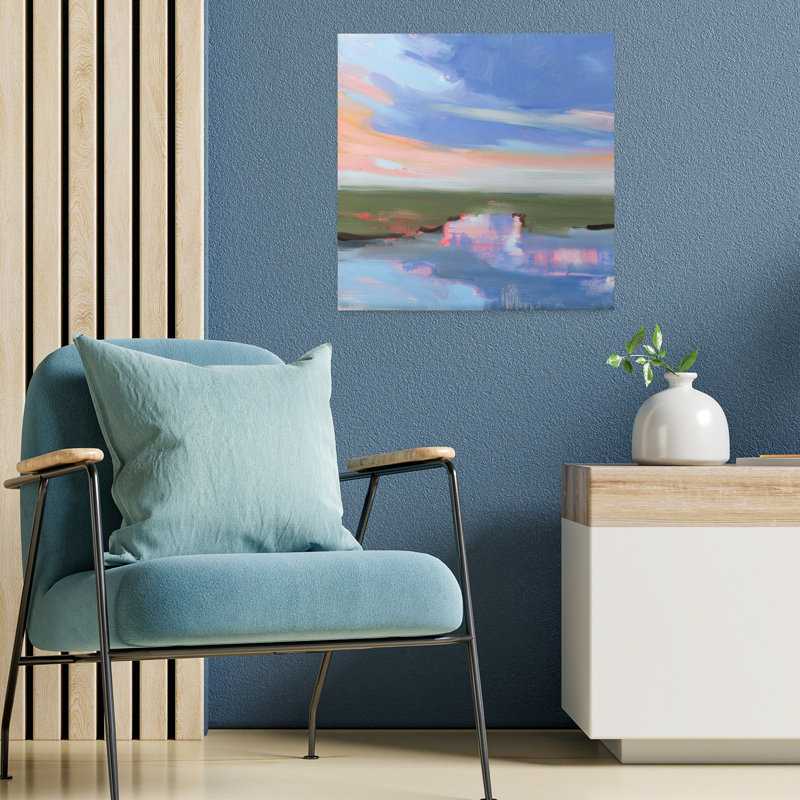 Art du paysage côtier abstrait soir, H 18 po x l 18 po