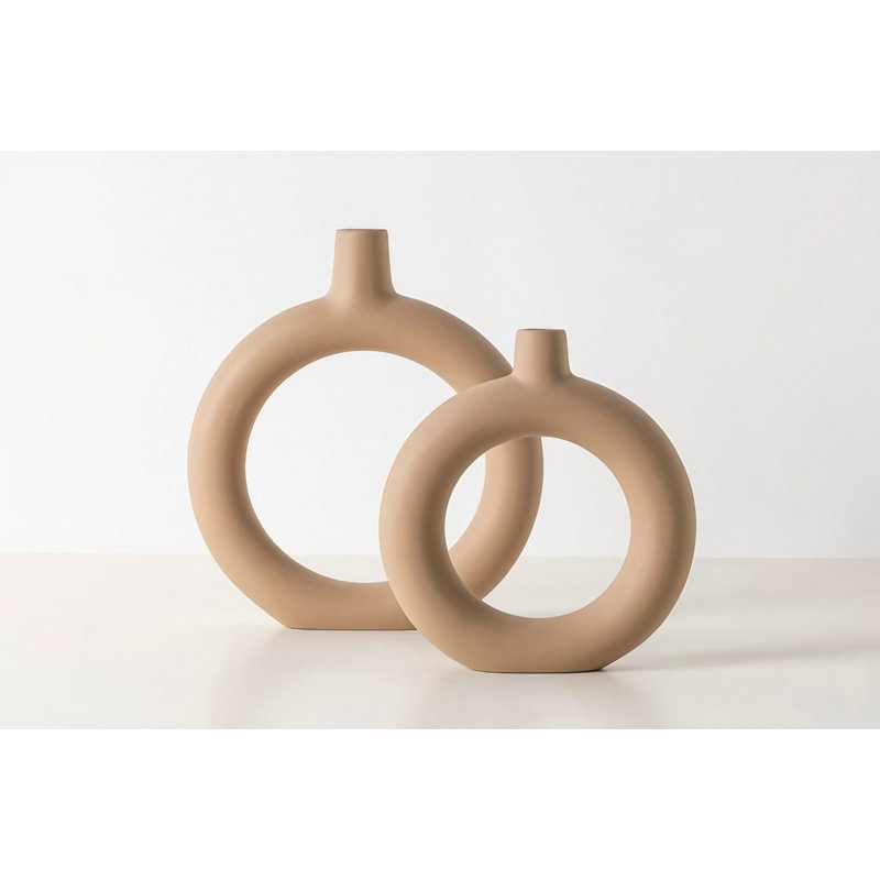 Cyriacos Ceramic Table Vase, Cream, 22cm H x 5cm W x 34cm D