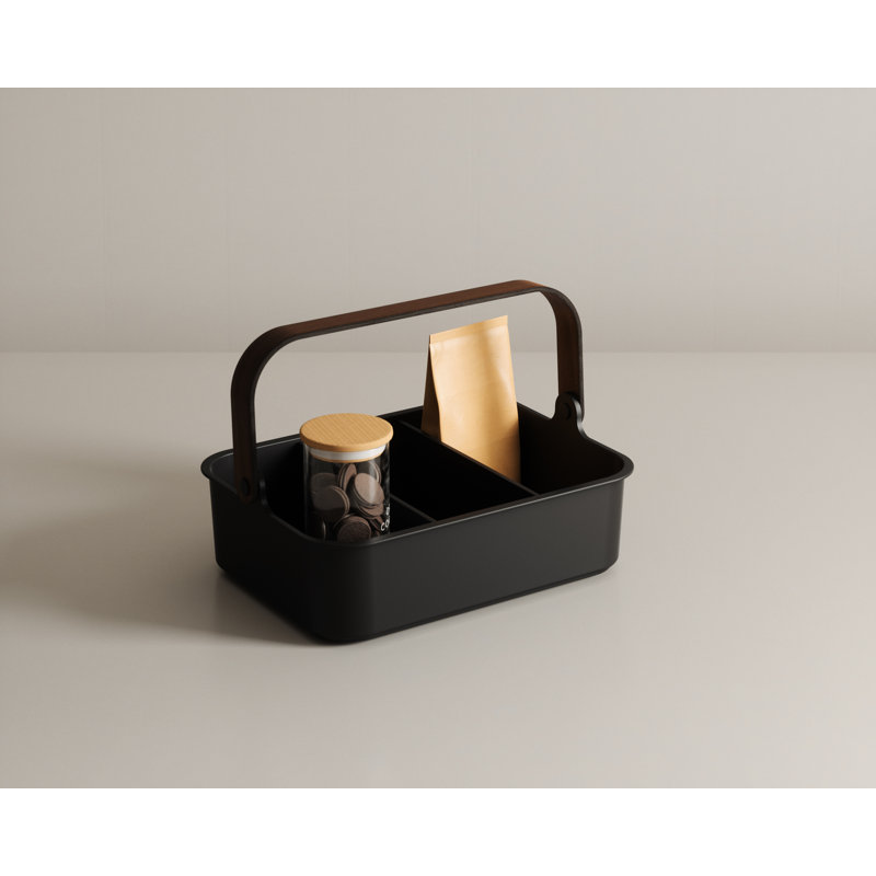 Bellwood Plastic Can Organizer, 5.16" H x 13.65" W x 10.4" D, Black/Walnut