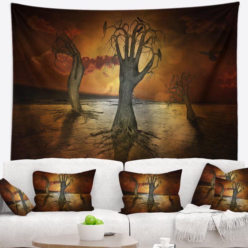 Tapisserie d'arbres de stockage Abstract, H 32 po x l 39 po