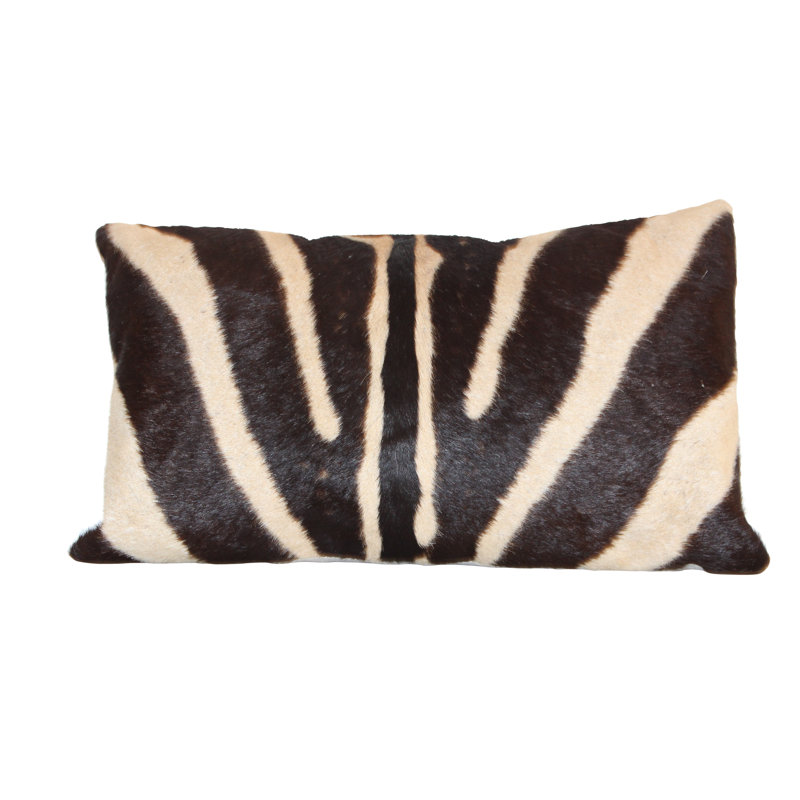 Linen Lumbar Pillow with Hide Trim