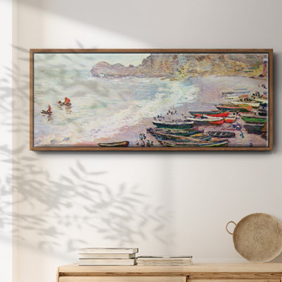 «Étretat, the Beach and La Porte D'amont» par Monet, reproduction sur toile flottante