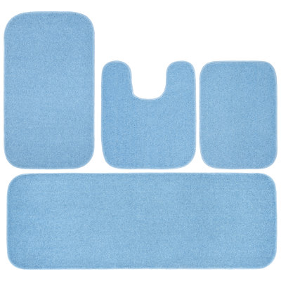 Tapis pour salle de bain Sedona, tapis de bain moelleux absorbant doux, antidérapant, séchage rapide, lavable à la machine, confort pour plancher de salle de bain, baignoire et douche, ensemble de tapis de salle de bain 4 pièces (sans couvercle) bleu