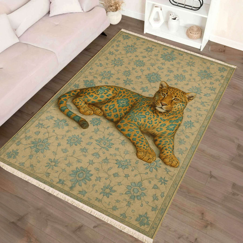 Tapis floral léopard bohémien