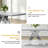 Marble Rectangle Dining Set of 7, Faux Marble Top and X-Shaped Stainless Steel Base with 6 Luxury Petal-Back Leather Chairs-1406971280-1406971292