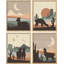 «Desert Landscape Cactus Animals», impression sur papier 4 pièces-93012592-93012590