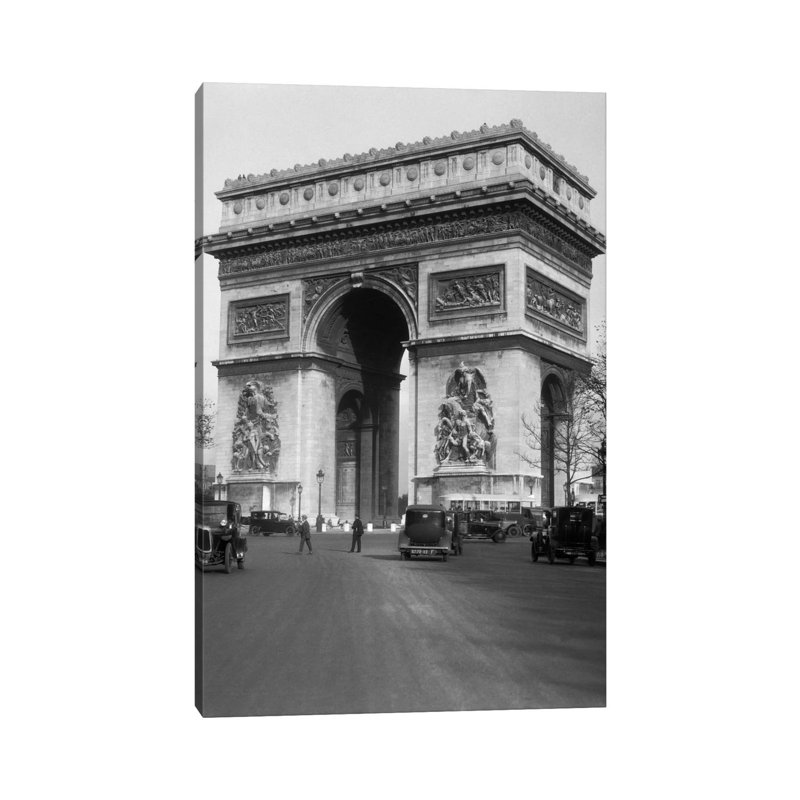 1920s Arc De Triomphe With Cars Paris France - Wrapped Canvas Print, 30.48cm H x 20.32cm W x 1.905cm D