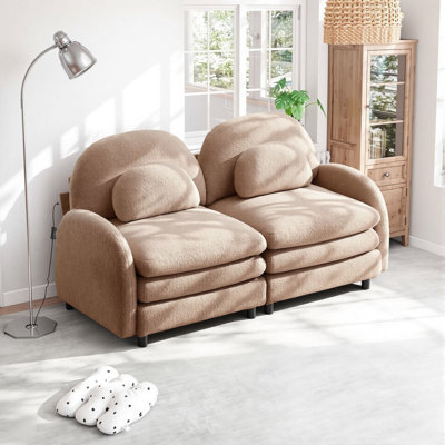 Canapé modulaire en tissu doux avec coussins en forme de nuage avec coussins