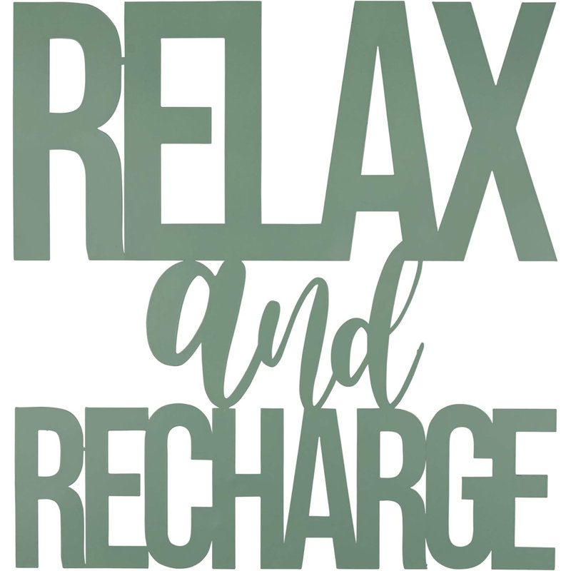 Farmhouse Green Relax and Recharge Metal Wall Decor,