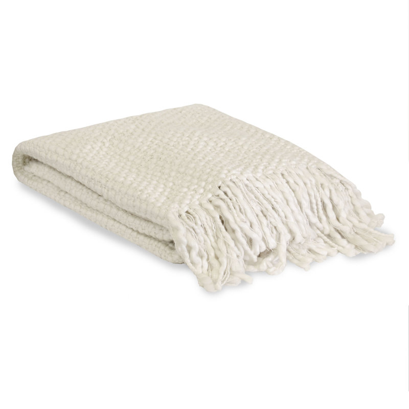 Effie Hand Woven Throw Blanket, Antique White