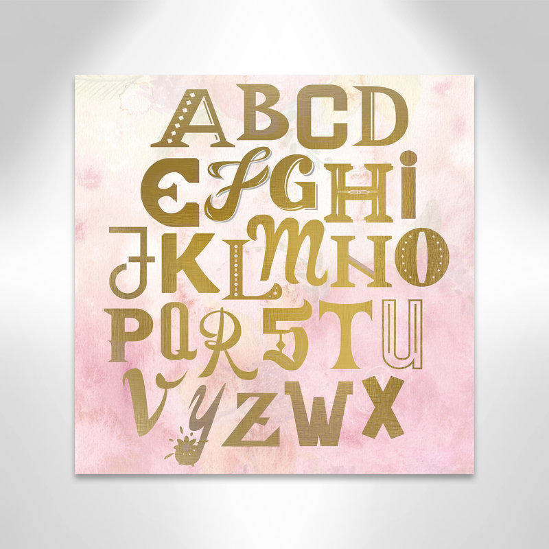 Art sur toile Abc, H 24 po x l 24 po x P 1,5 po, Rose