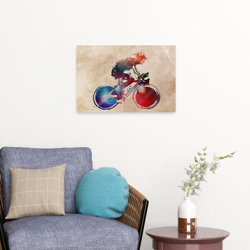 «Vibrant Cycling Motion», art mural contemporain, 16" H x 24" W