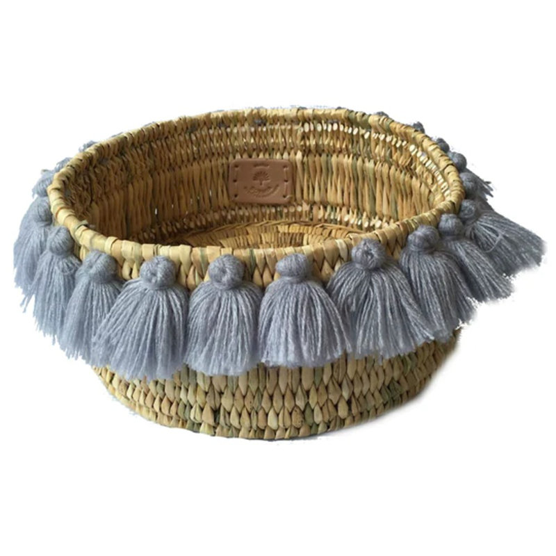 Petit panier avec pompons Séverine, gris