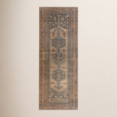 Brown Blue Washable Oriental Rug