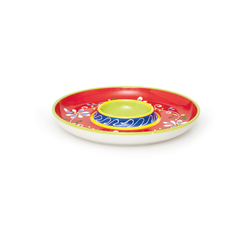 Excelsa Tex Mex Ceramic Chips And Dip Platter