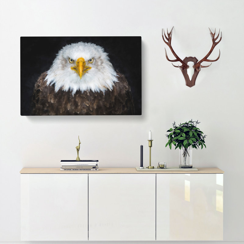 Bald Eagle Bird - Wrapped Canvas Painting, 60cm H x 91cm W x 3cm D
