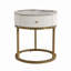 Table de chevet moderne 19,68 "avec tiroir, table de bout ronde en marbre avec rangement, table d'appoint pour le salon et la chambre à coucher