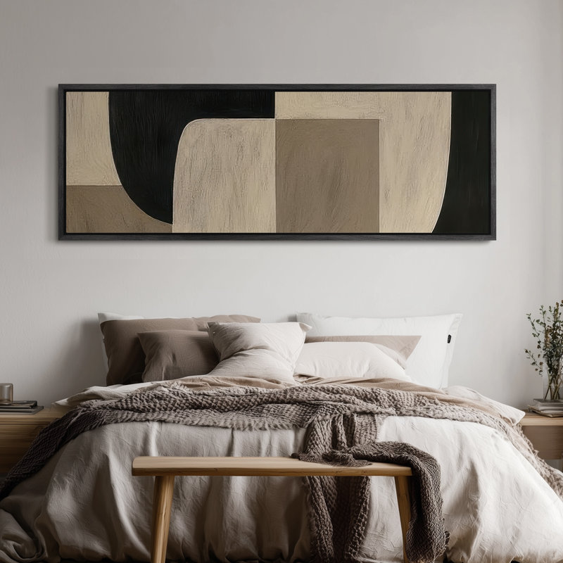 Très grand art mural rétro encadré pour art classique, H 20 po x l 60 po, Noir