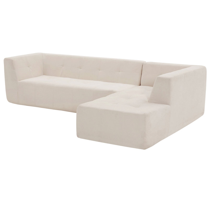 Canapé modulaire 2 pièces rembourré, Tissu sergé beige en polyester