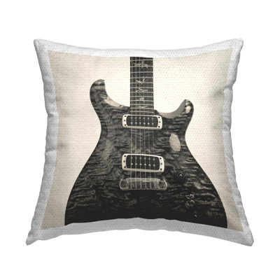 Wave Patterned Guitar Outdoor Printed Pillow by Deborah Revell