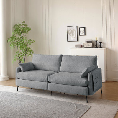 80" W Spacious Grey With 3 Seats & Pillows, Ideal For Apartment Use Comfortable 3 Thickened Cushions, Bedroom Living Room