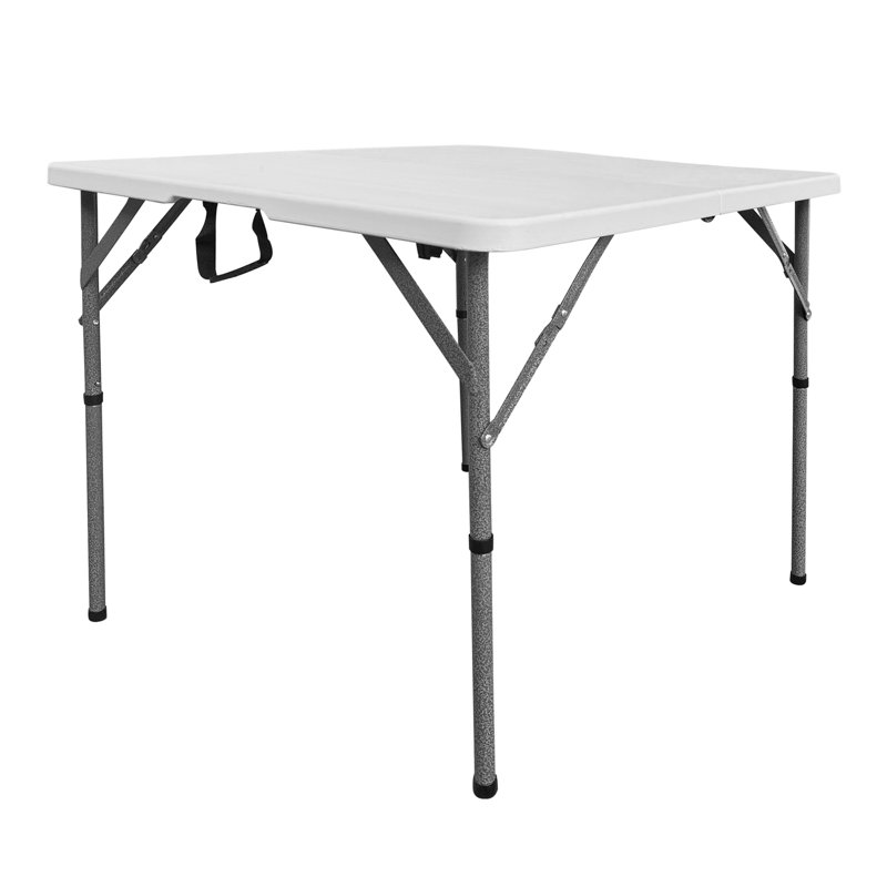 Techni Home 34in Square Folding Table, Height Adjustable Foldable Table with Easy-Carry Handle
