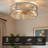 20in Caged Ceiling Fan With Light, Small Flush Mount Fandelier With Remote Control, Low Profile Enclosed Bladeless Ceiling Fan For Bedroom, Dining Room - White & Gold（no Bulbs）