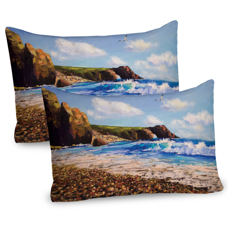 Ensemble de 2 taies décoratives Ambesonne Ocean Sea Coast by Beach Rock, L 30 po x H 20 po