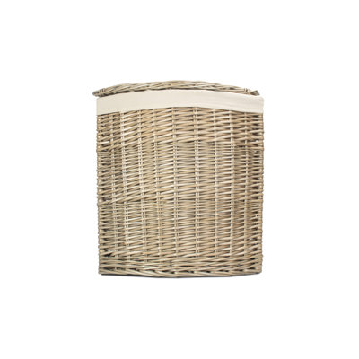 Wicker Antique Wash Laundry Bin with White Lining