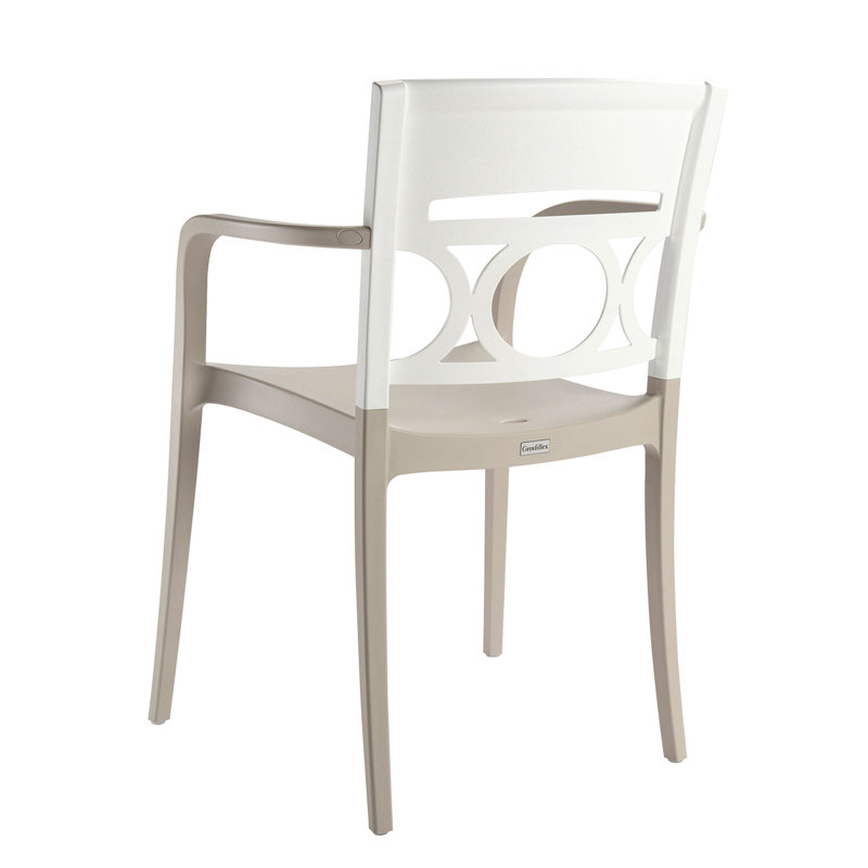 Chaise de salle à manger d'extérieur empilable, Blanc glacier