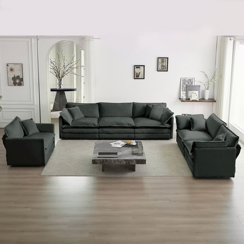 Canapé moderne, canapé modulaire à assise très profonde 3 pièces pour salon, canapé surdimensionné, canapé 3 places, causeuse et canapé simple, chenille