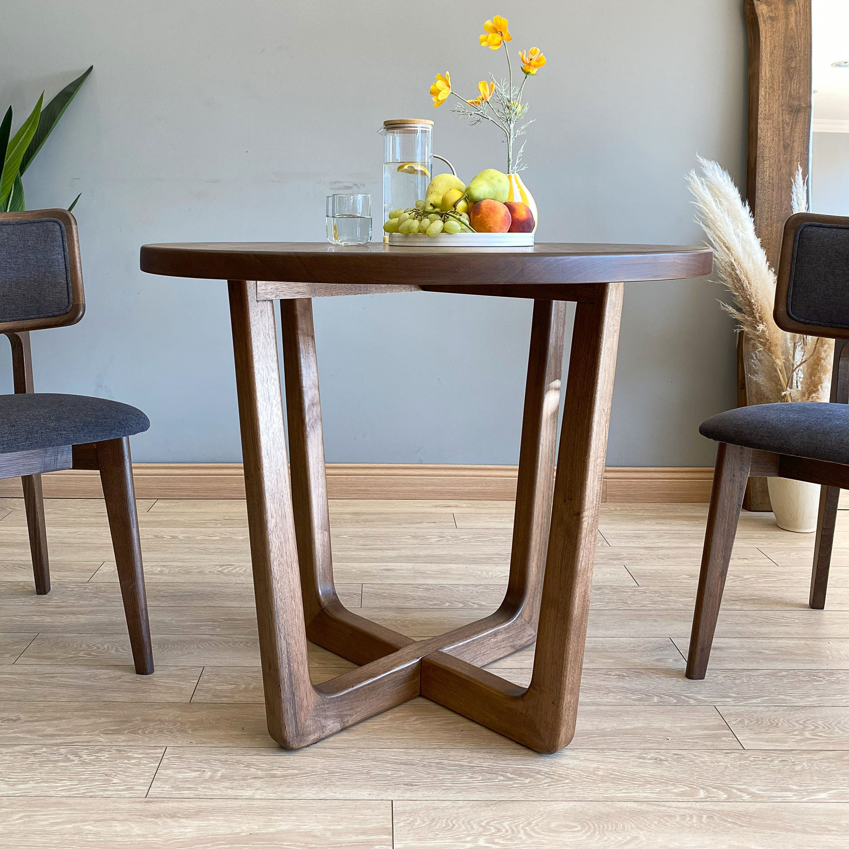 Corrigan Studio Samet Solid Walnut Wood Round Dining Table - Wayfair Canada