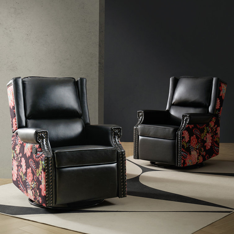 Prayag Transitional Upholstered Swivel Rocking Recliner (Set of 2)