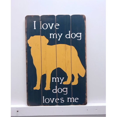 Décoration murale en bois Love Dog