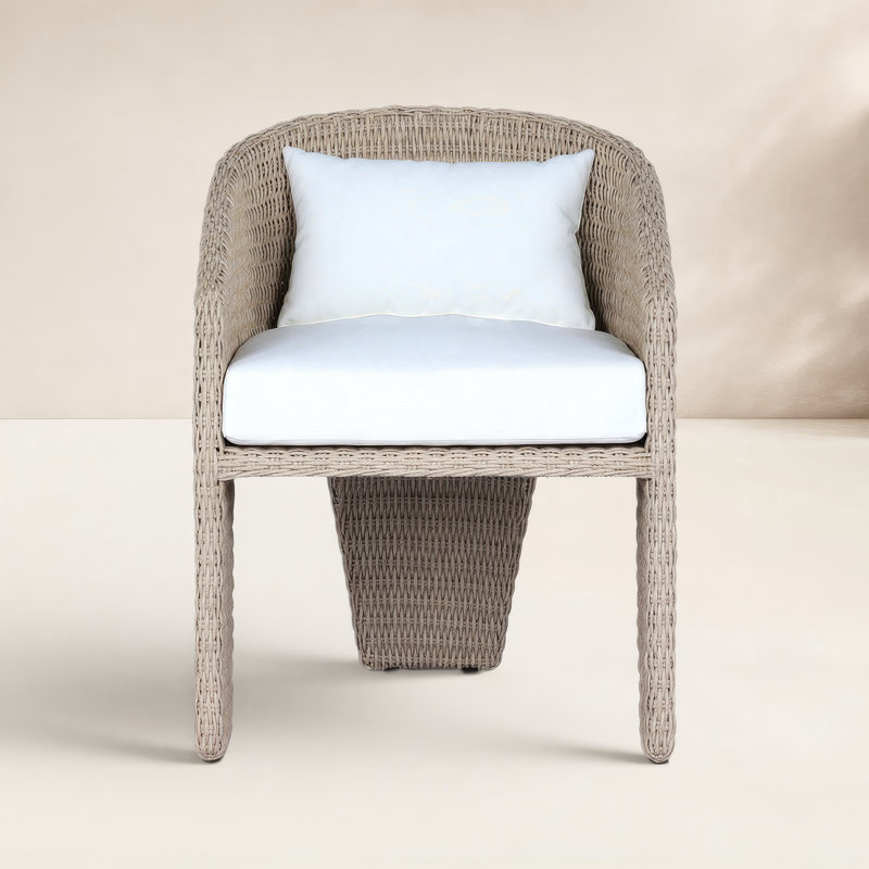 Chaise de patio avec coussin Chariese, Blanc rétro / blanc