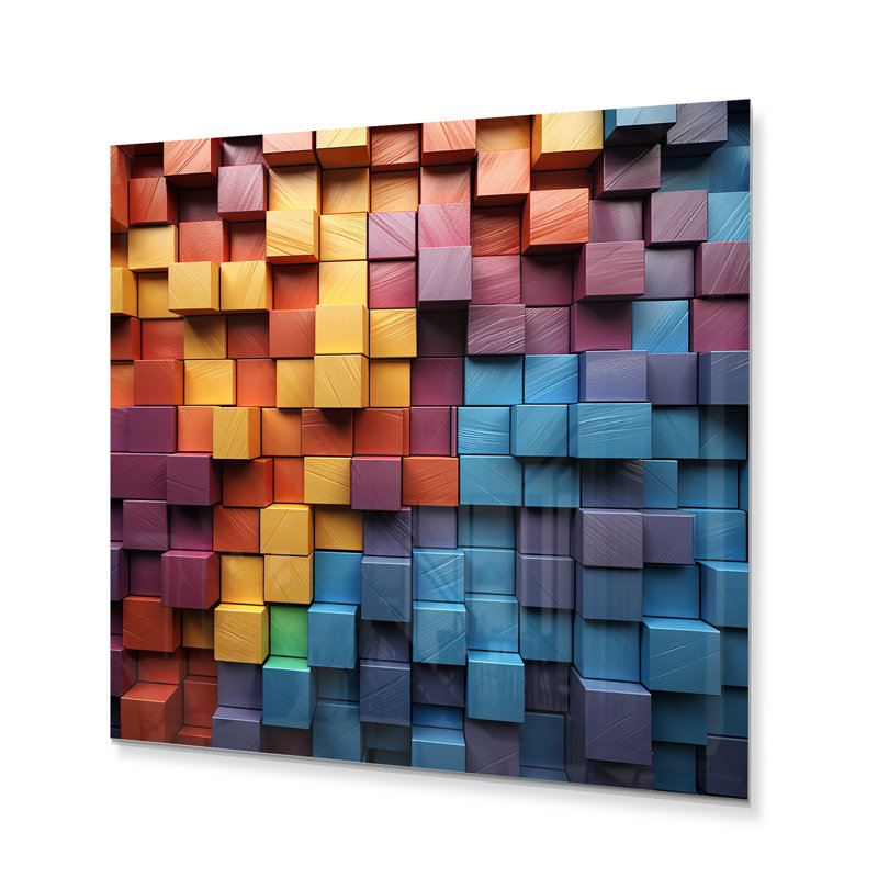 «Rainbow Cubic Wood Spectrum» sur, H 24 po x l 24 po x P 1 po