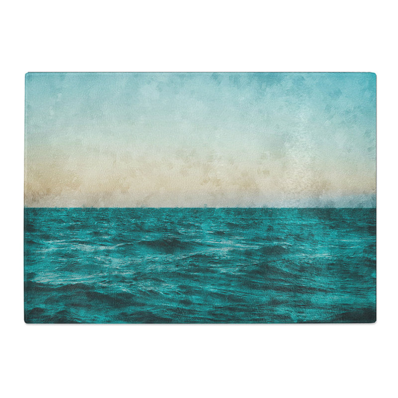 Tempered Glass Ocean Stripe Chopping Board, 20 cm x 28.5 cm