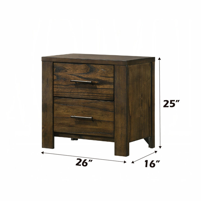 Table de chevet 2 tiroirs en bois au fini chêne pour compléter l'apparence de la chambre à coucher avec tiroirs, Charisma