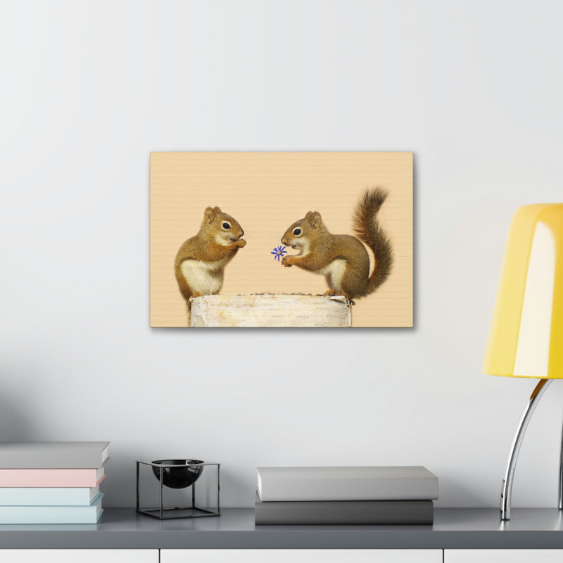 Funny Squirrel Silly Squirrel Couple Wall Art, 12" H x 18" W