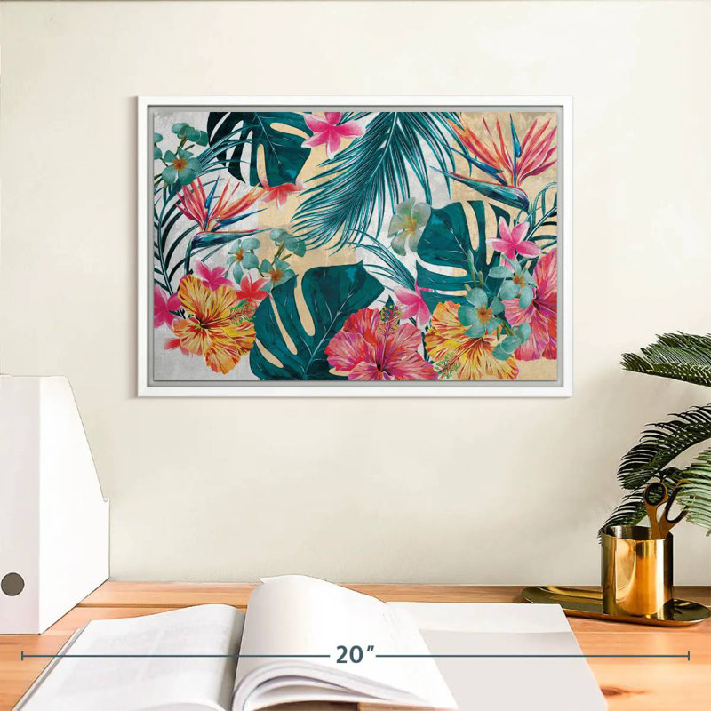 Flore tropicale, Cadre flottant blanc, 13 po x 9 po