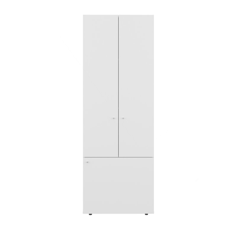 Home 3 Door Closet System With Hanging Rod For Clothes And Interior Shelves, Manufactured Wood Freestanding Bedroom Storage, Utility Room Or Laundry Room Furniture, White